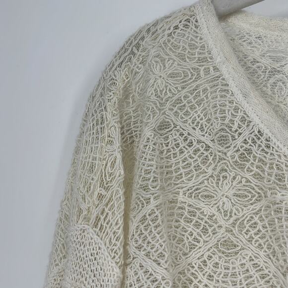 Free People Kristobel Lace Knit Sweater Top Y2K Flowy Babydoll Boho Western XS - Picture 5 of 11